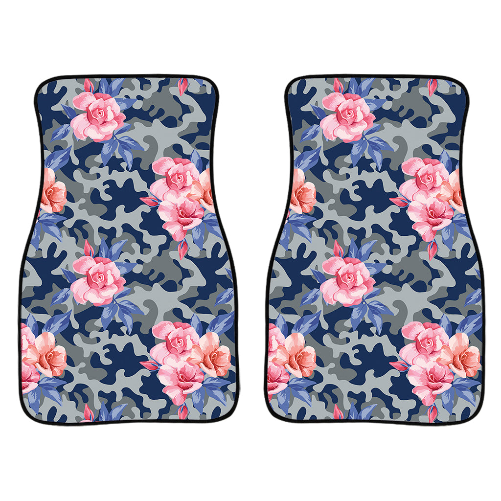 Pink Rose Flower Camouflage Print Front Car Floor Mats