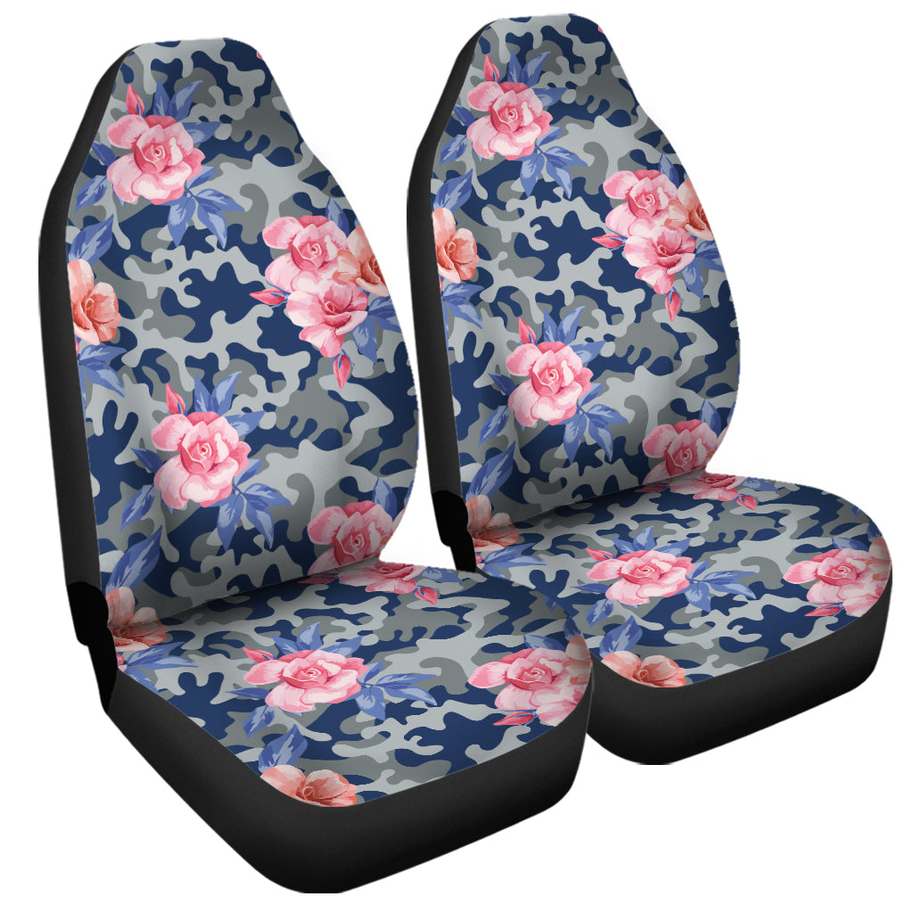 Pink Rose Flower Camouflage Print Universal Fit Car Seat Covers