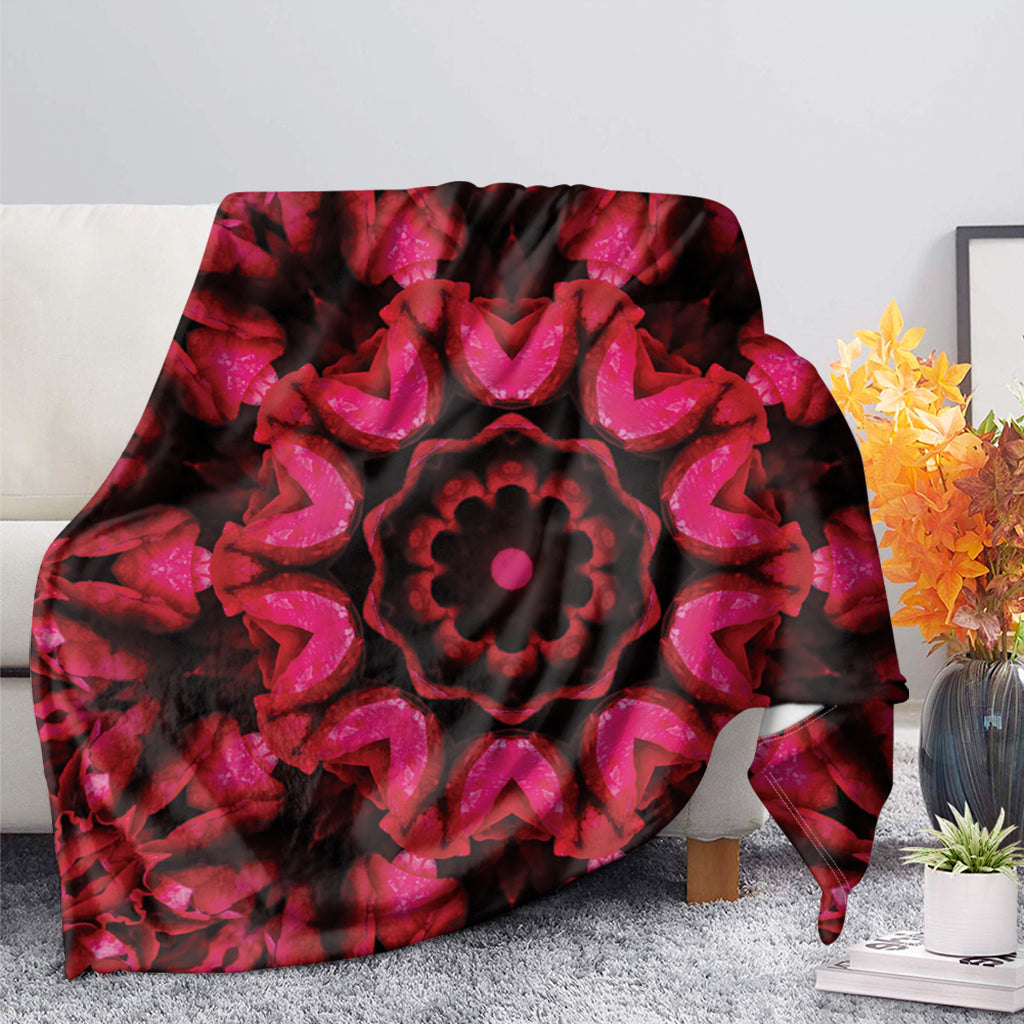 Pink Rose Kaleidoscope Print Blanket