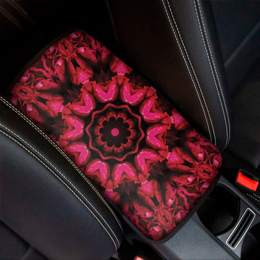 Pink Rose Kaleidoscope Print Car Center Console Cover