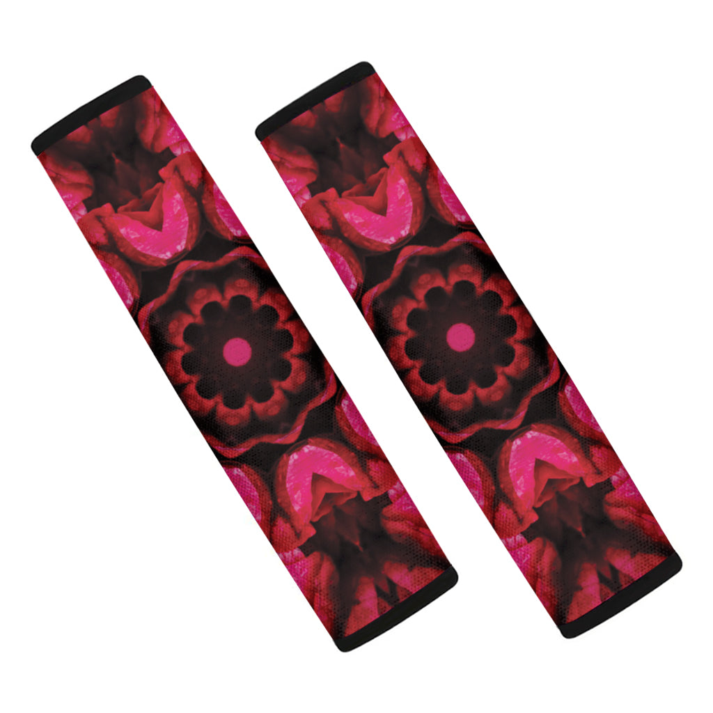 Pink Rose Kaleidoscope Print Car Seat Belt Covers