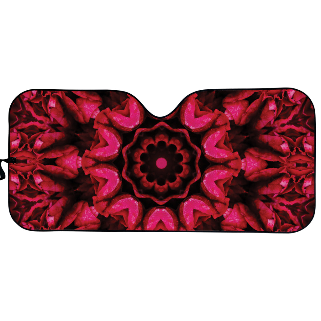 Pink Rose Kaleidoscope Print Car Sun Shade