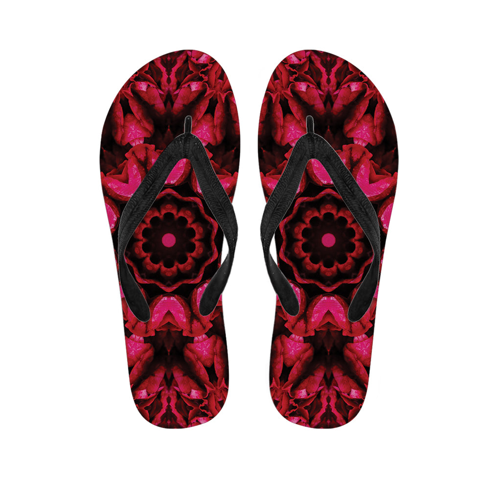 Pink Rose Kaleidoscope Print Flip Flops