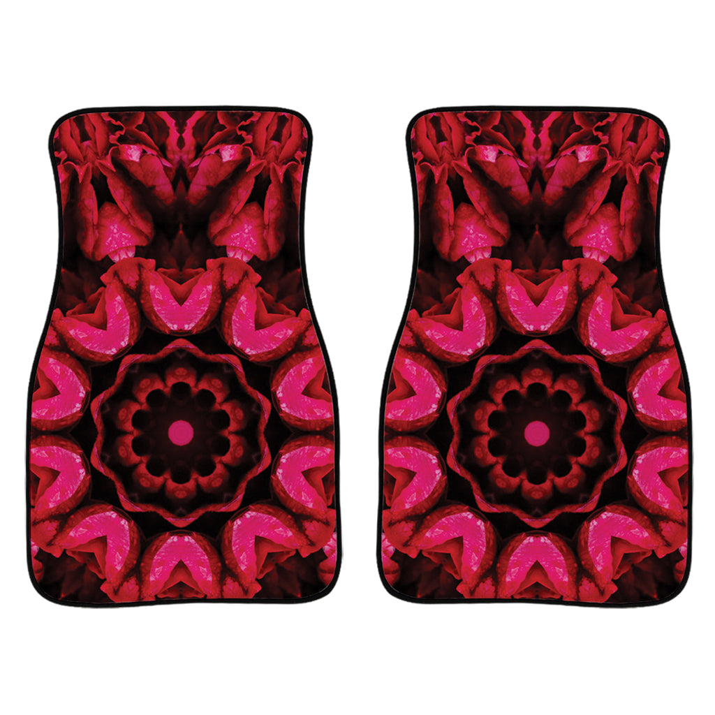 Pink Rose Kaleidoscope Print Front Car Floor Mats