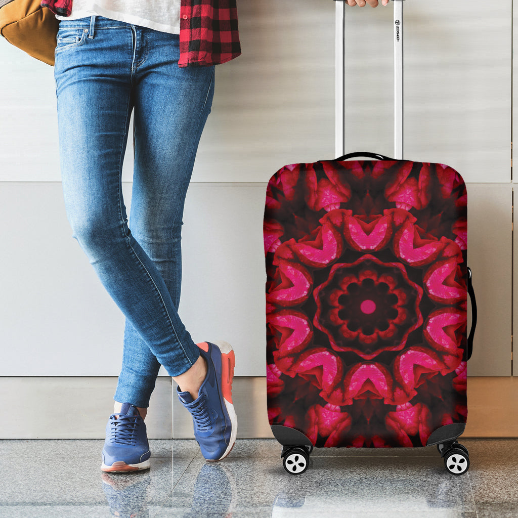 Pink Rose Kaleidoscope Print Luggage Cover