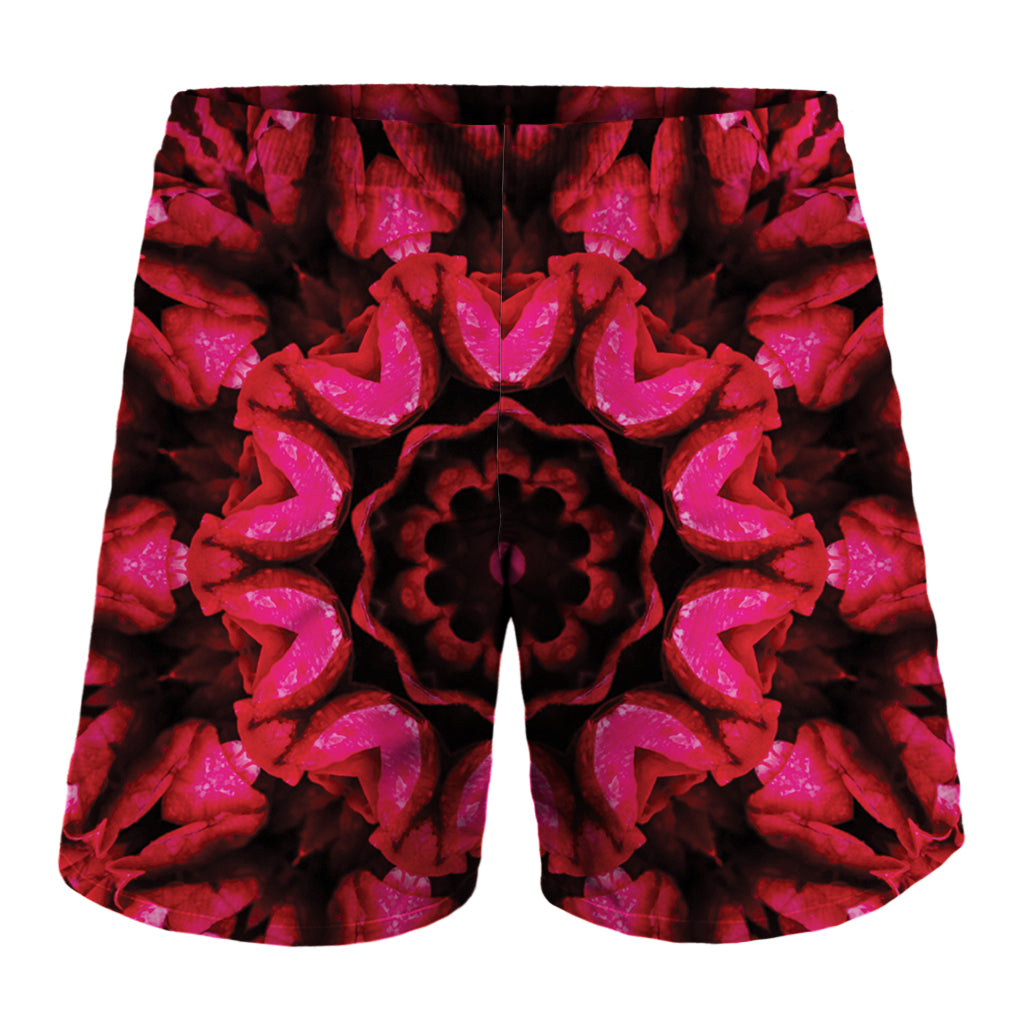 Pink Rose Kaleidoscope Print Men's Shorts