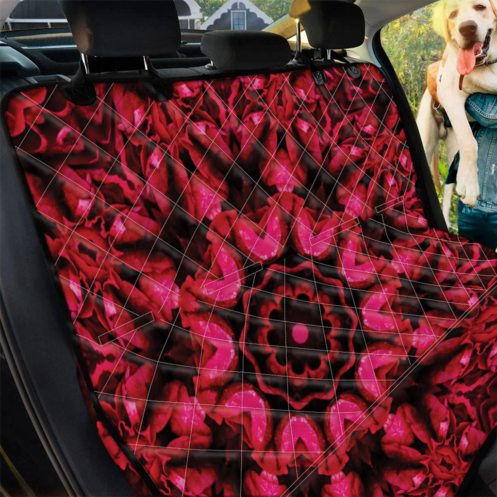 Pink Rose Kaleidoscope Print Pet Car Back Seat Cover