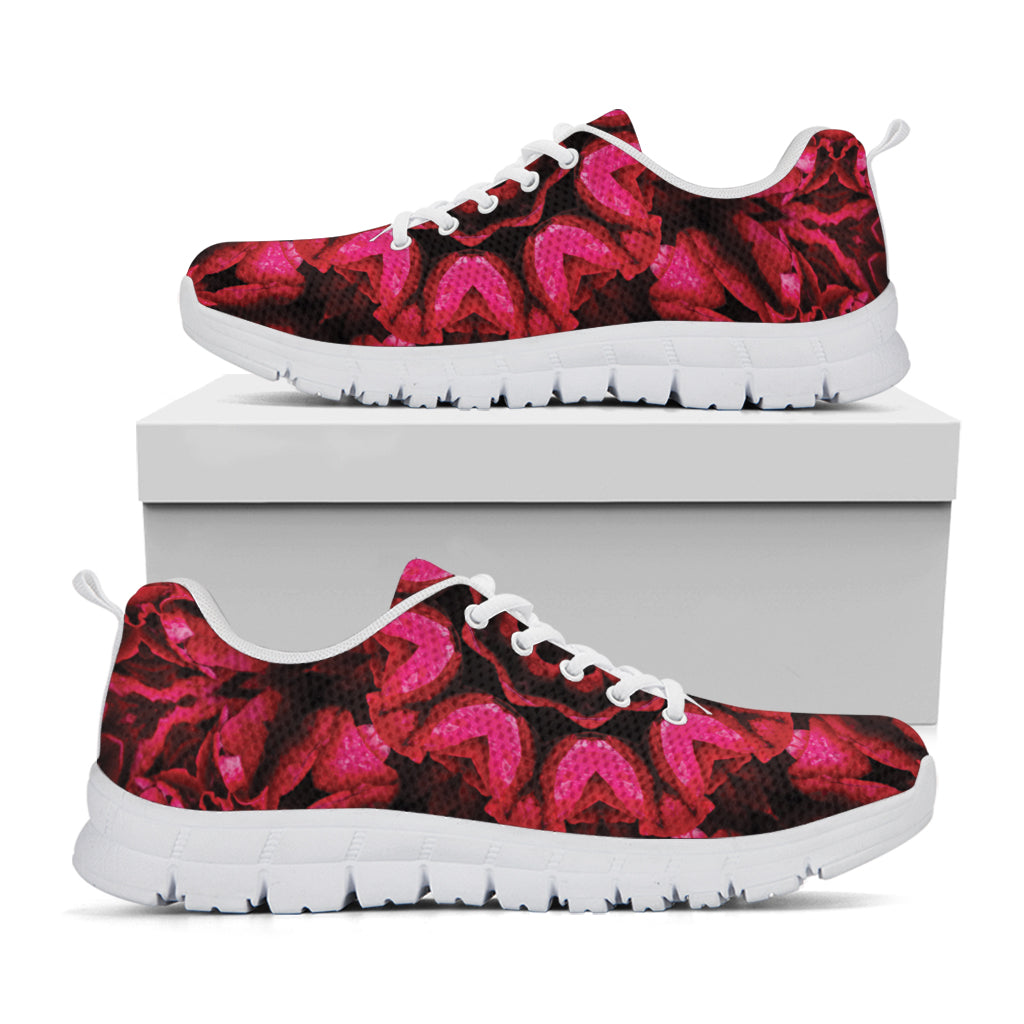 Pink Rose Kaleidoscope Print White Sneakers