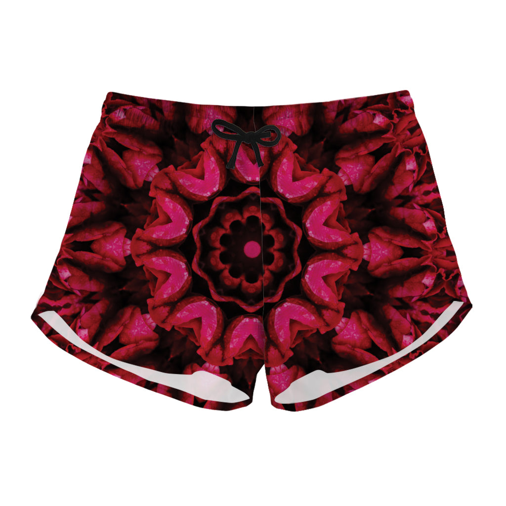 Pink Rose Kaleidoscope Print Women's Shorts