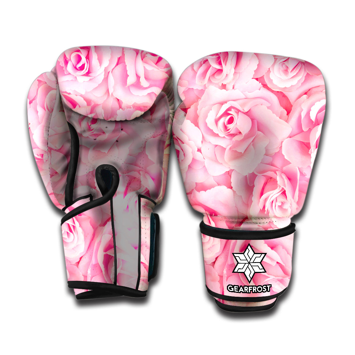 Pink Rose Print Boxing Gloves