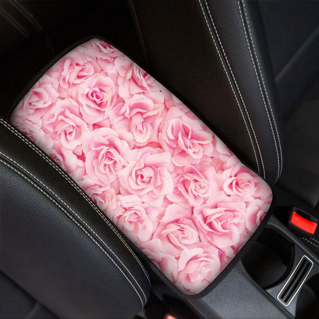 Pink Rose Print Car Center Console Cover