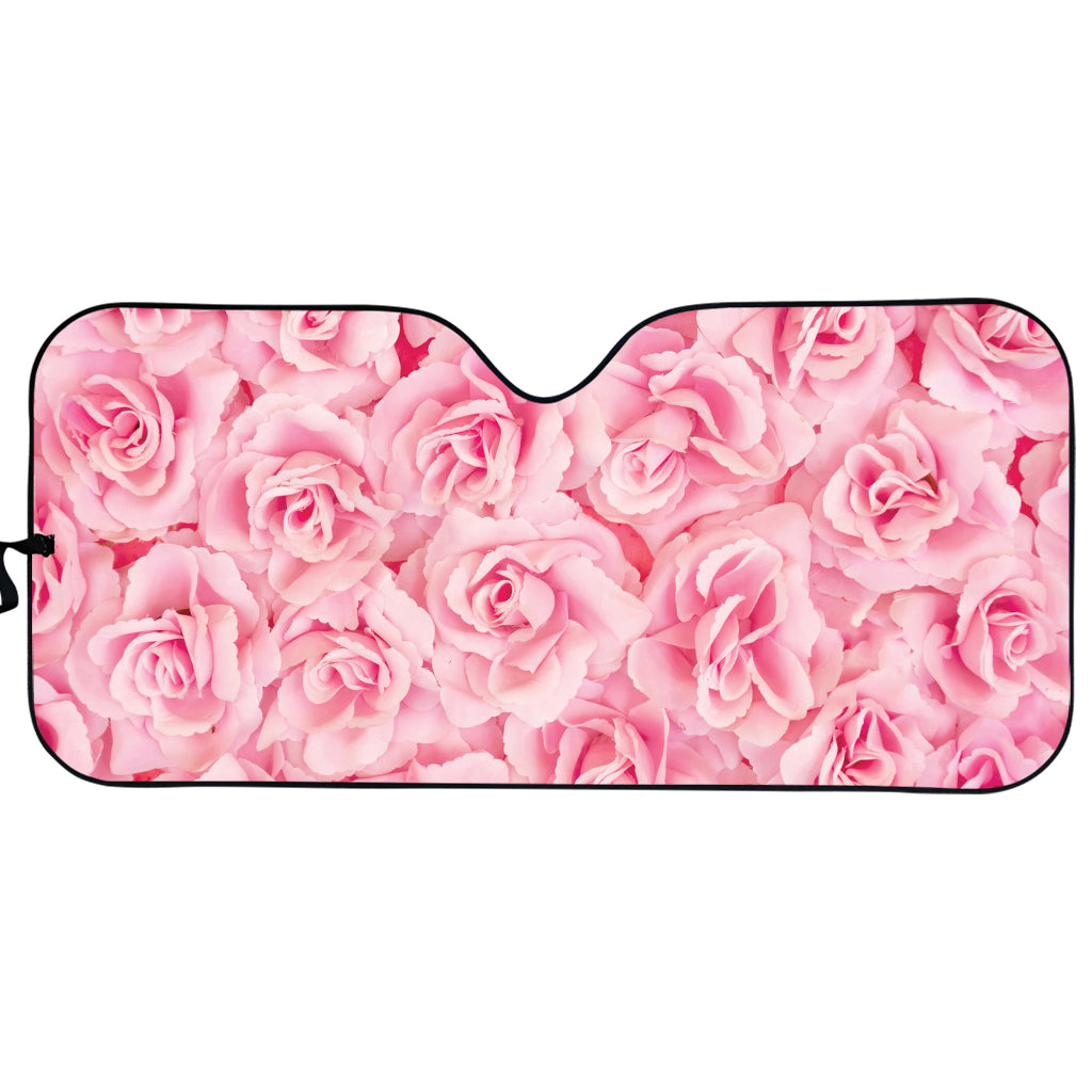 Pink Rose Print Car Sun Shade