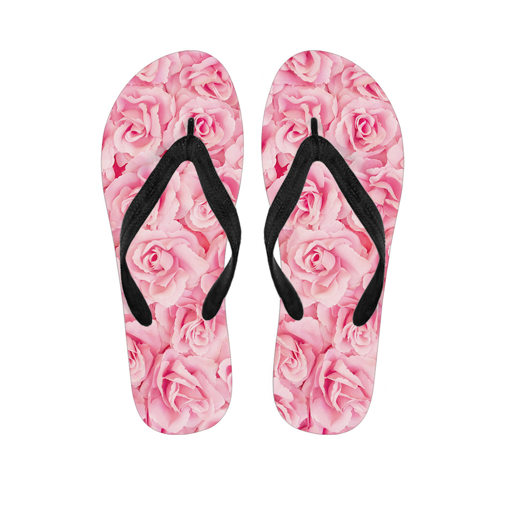 Pink Rose Print Flip Flops