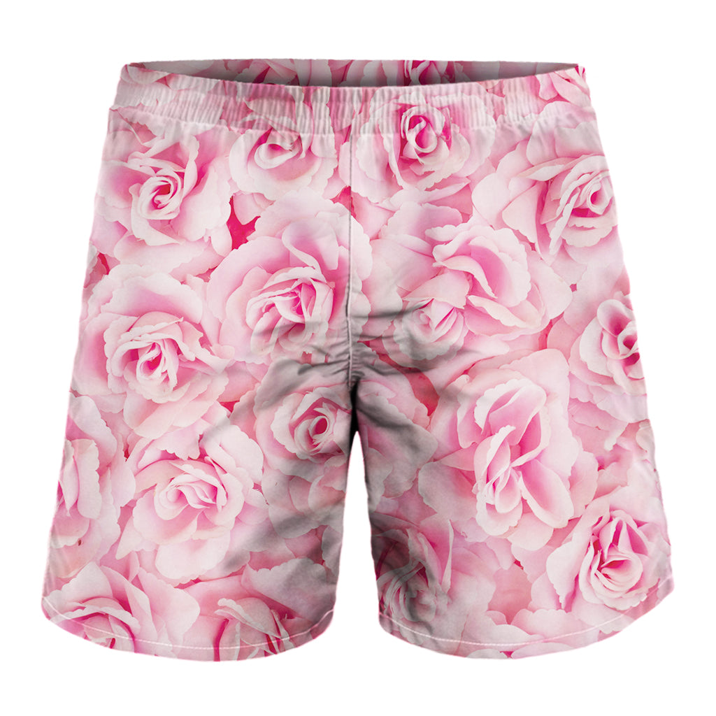 Pink Rose Print Men's Shorts