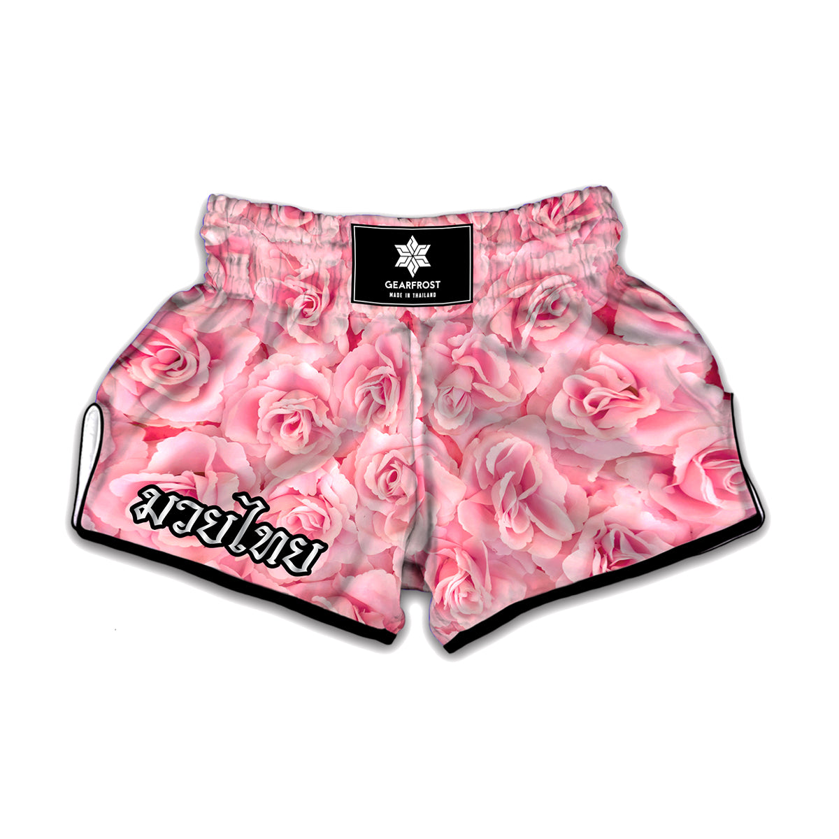 Pink Rose Print Muay Thai Boxing Shorts