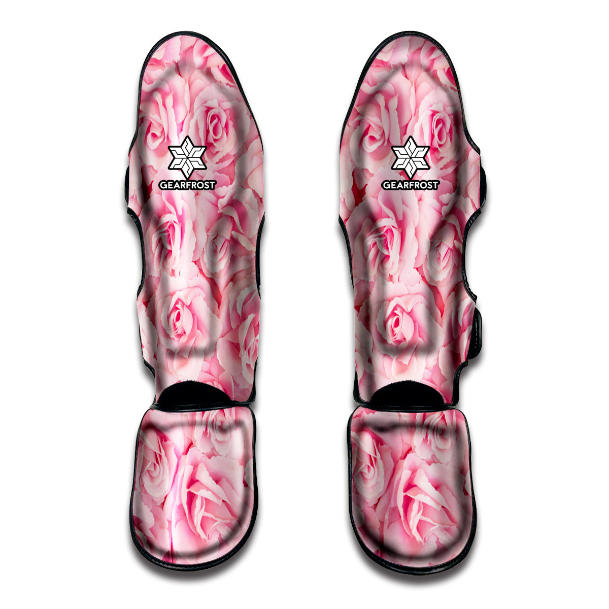 Pink Rose Print Muay Thai Shin Guards