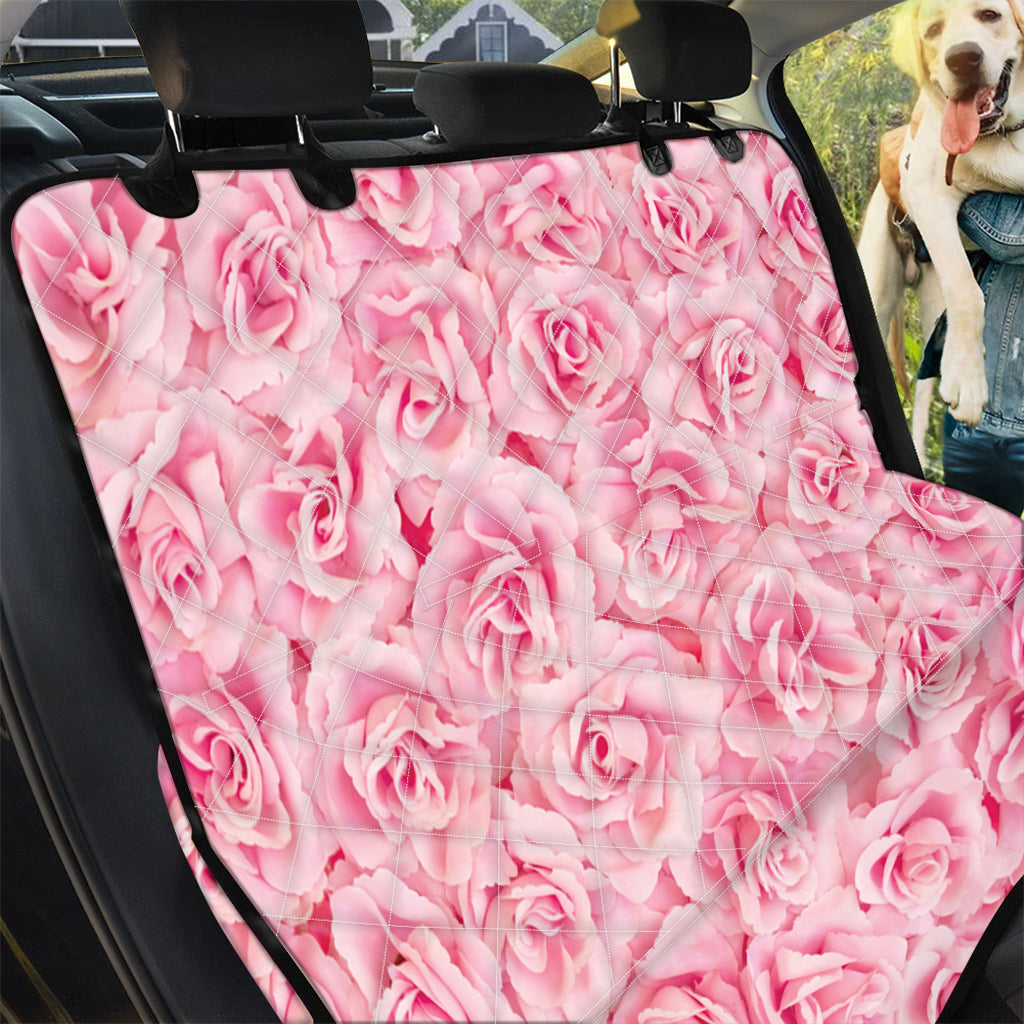 Pink Rose Print Pet Car Back Seat Cover