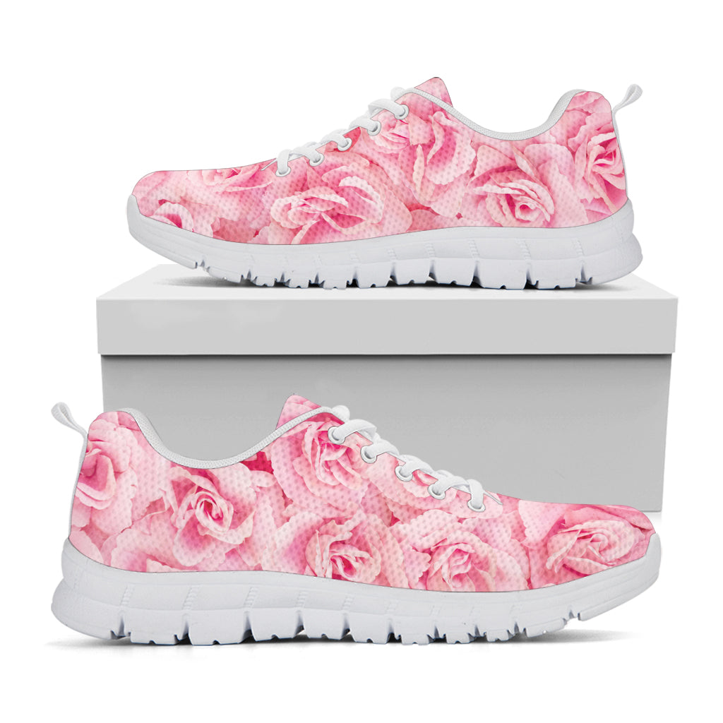 Pink Rose Print White Sneakers