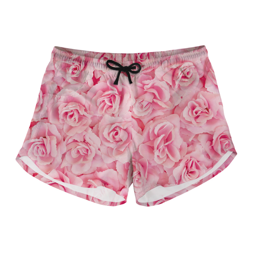 Pink Rose Print Women's Shorts