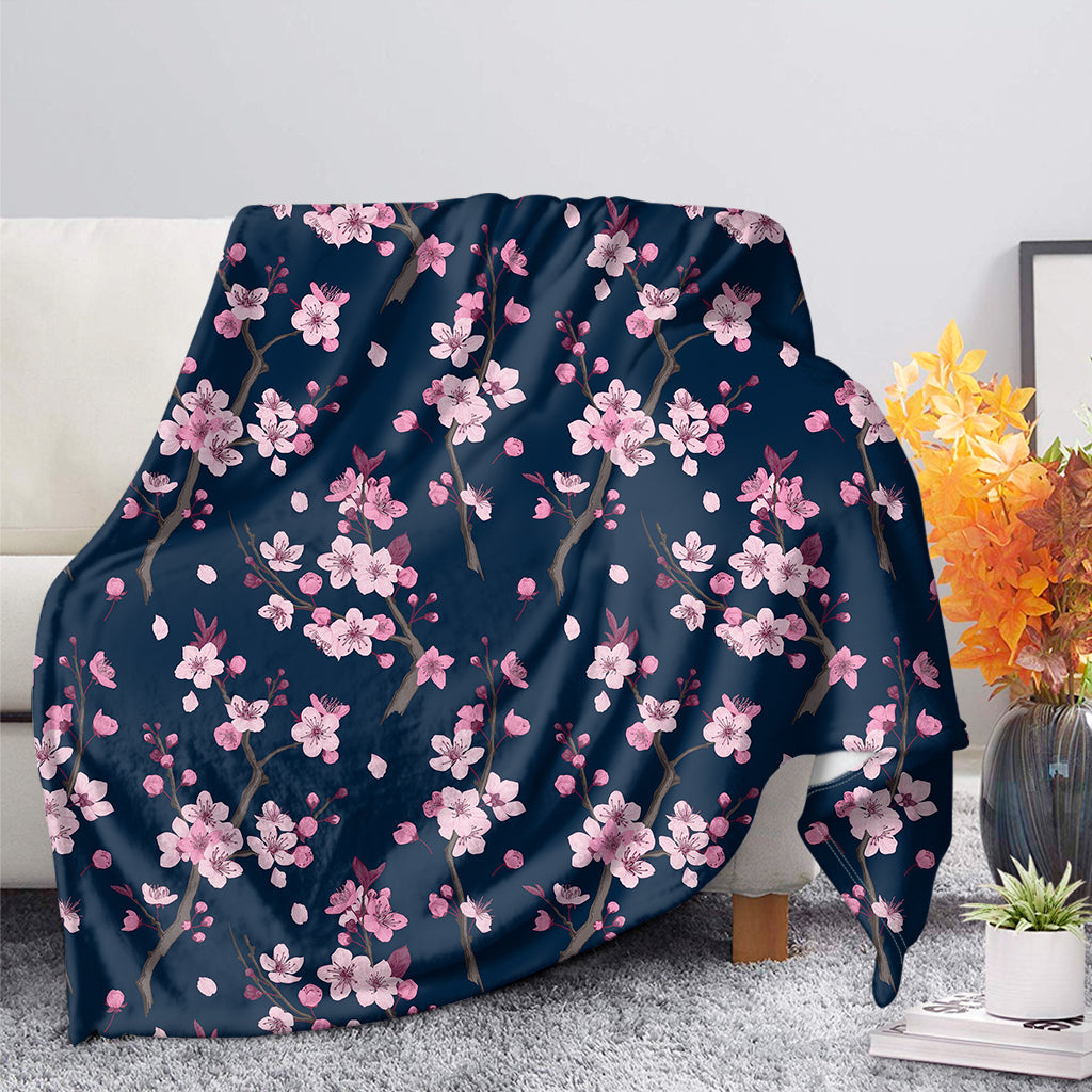 Pink Sakura Cherry Blossom Pattern Print Blanket