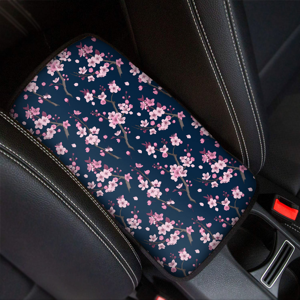 Pink Sakura Cherry Blossom Pattern Print Car Center Console Cover