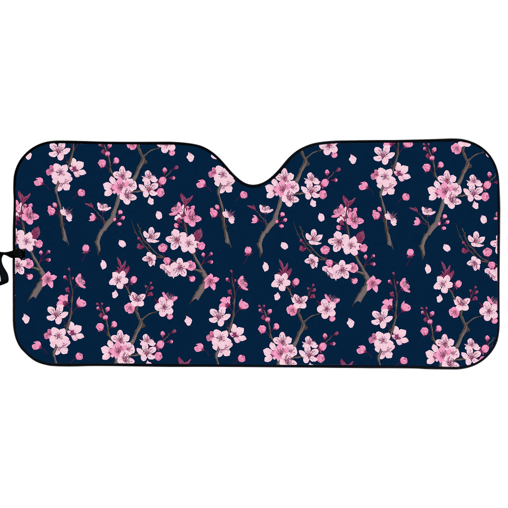 Pink Sakura Cherry Blossom Pattern Print Car Sun Shade