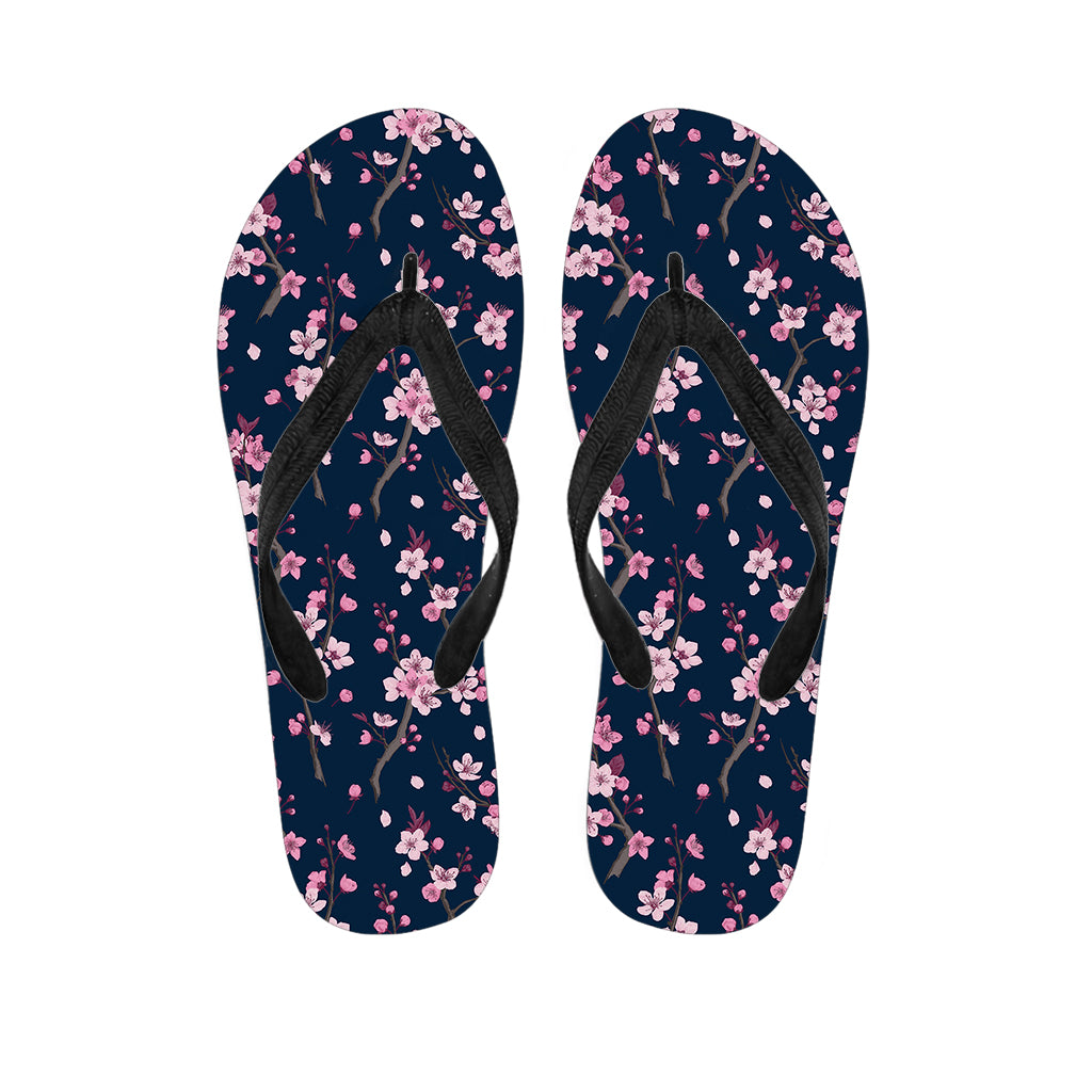 Pink Sakura Cherry Blossom Pattern Print Flip Flops