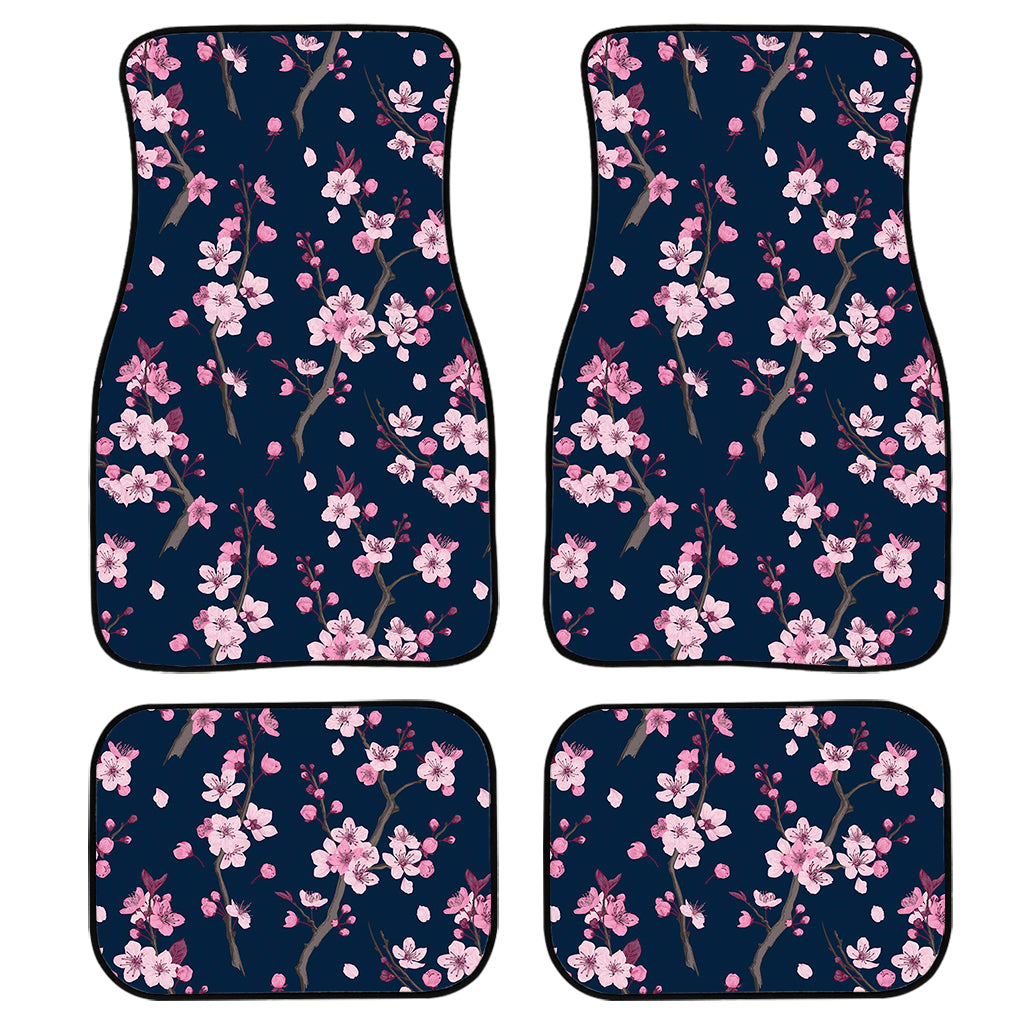 Pink Sakura Cherry Blossom Pattern Print Front and Back Car Floor Mats