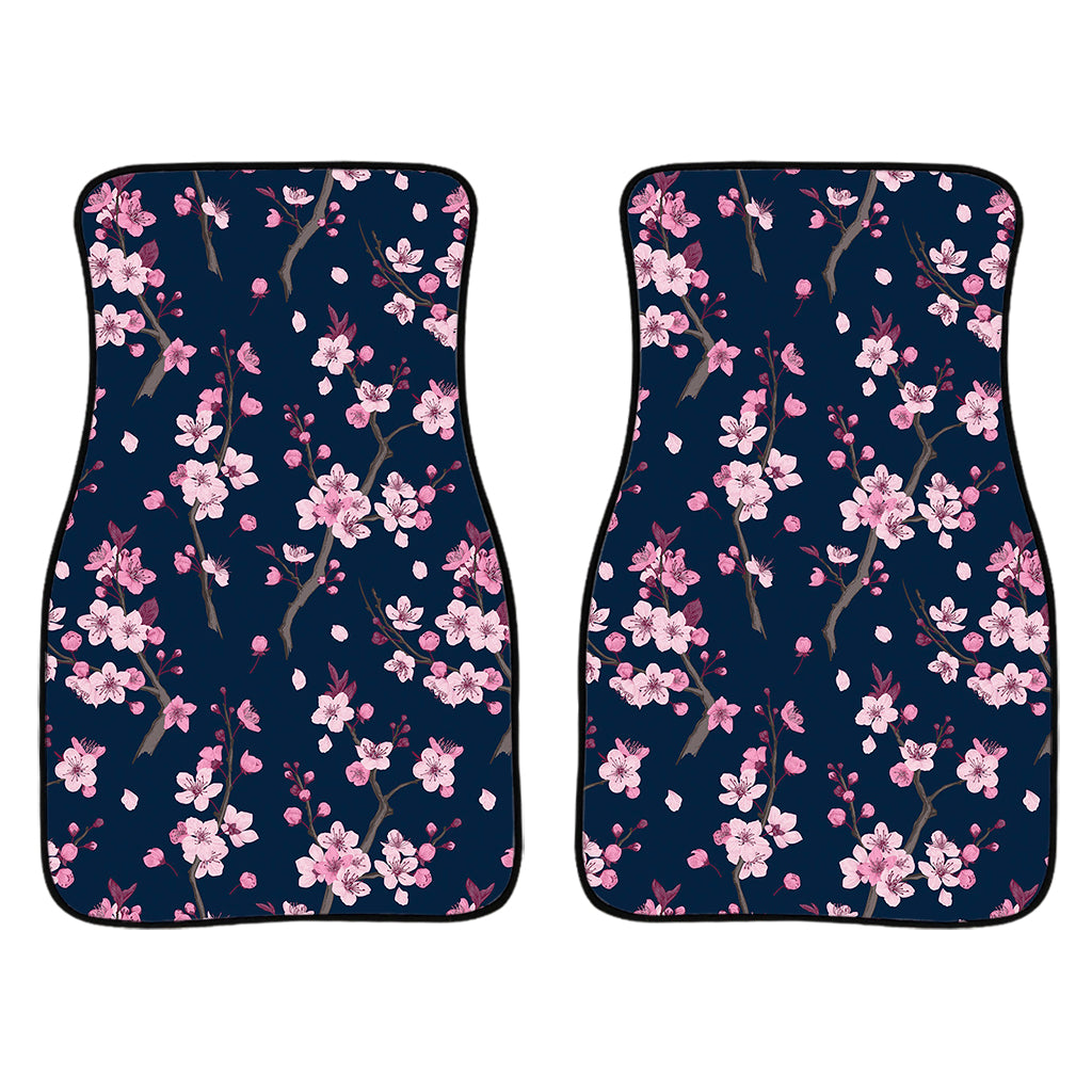 Pink Sakura Cherry Blossom Pattern Print Front Car Floor Mats