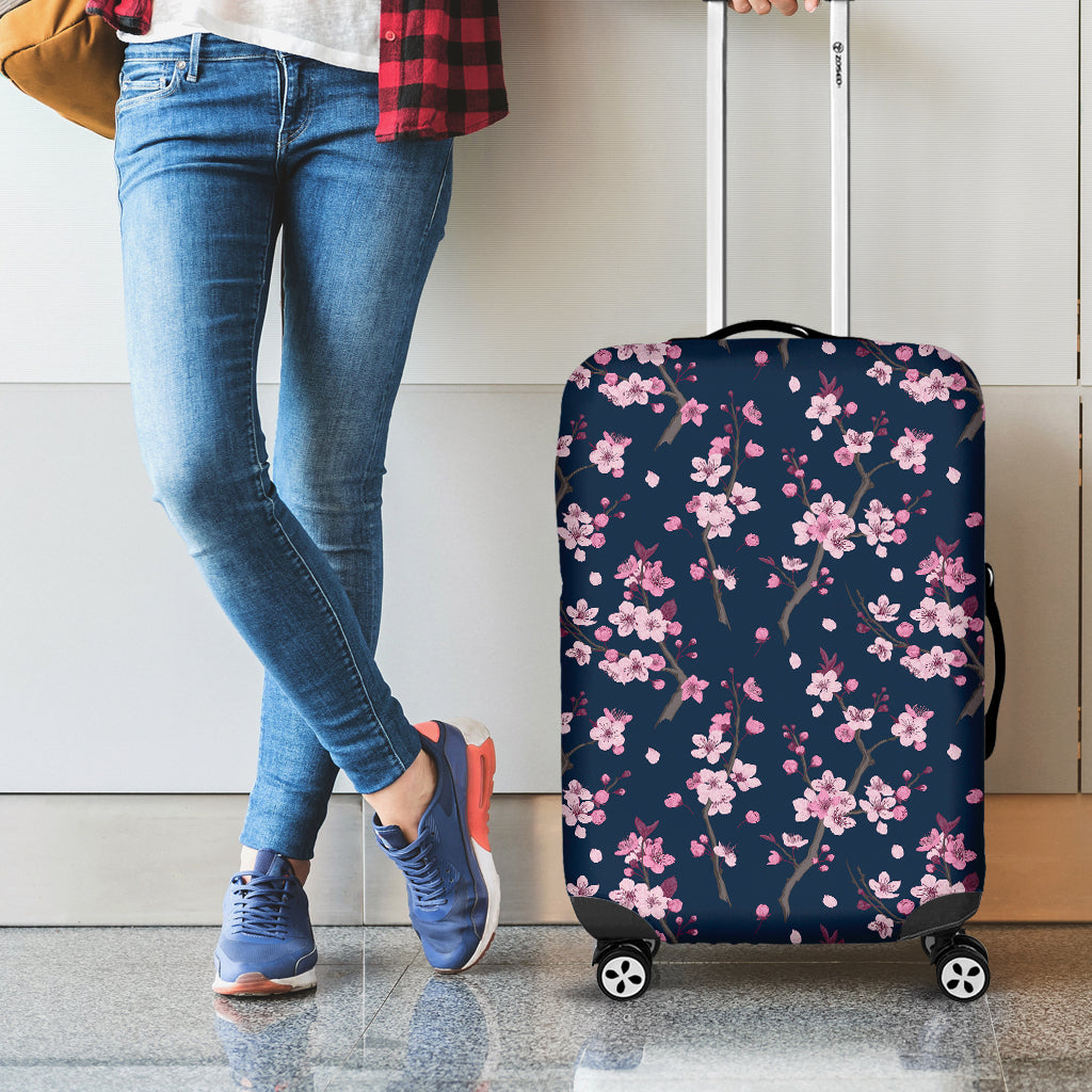 Pink Sakura Cherry Blossom Pattern Print Luggage Cover