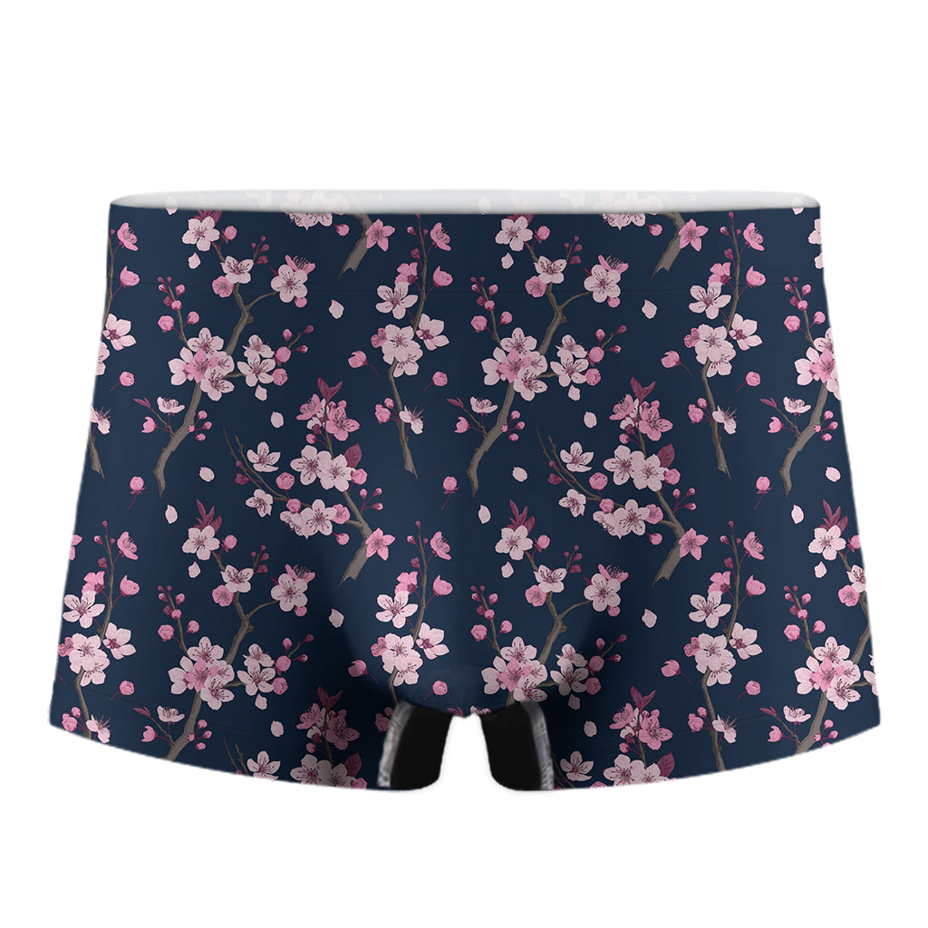 Pink Sakura Cherry Blossom Pattern Print Men's Boxer Briefs