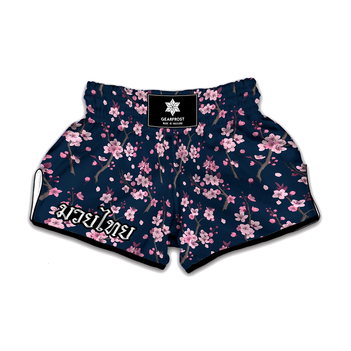 Pink Sakura Cherry Blossom Pattern Print Muay Thai Boxing Shorts