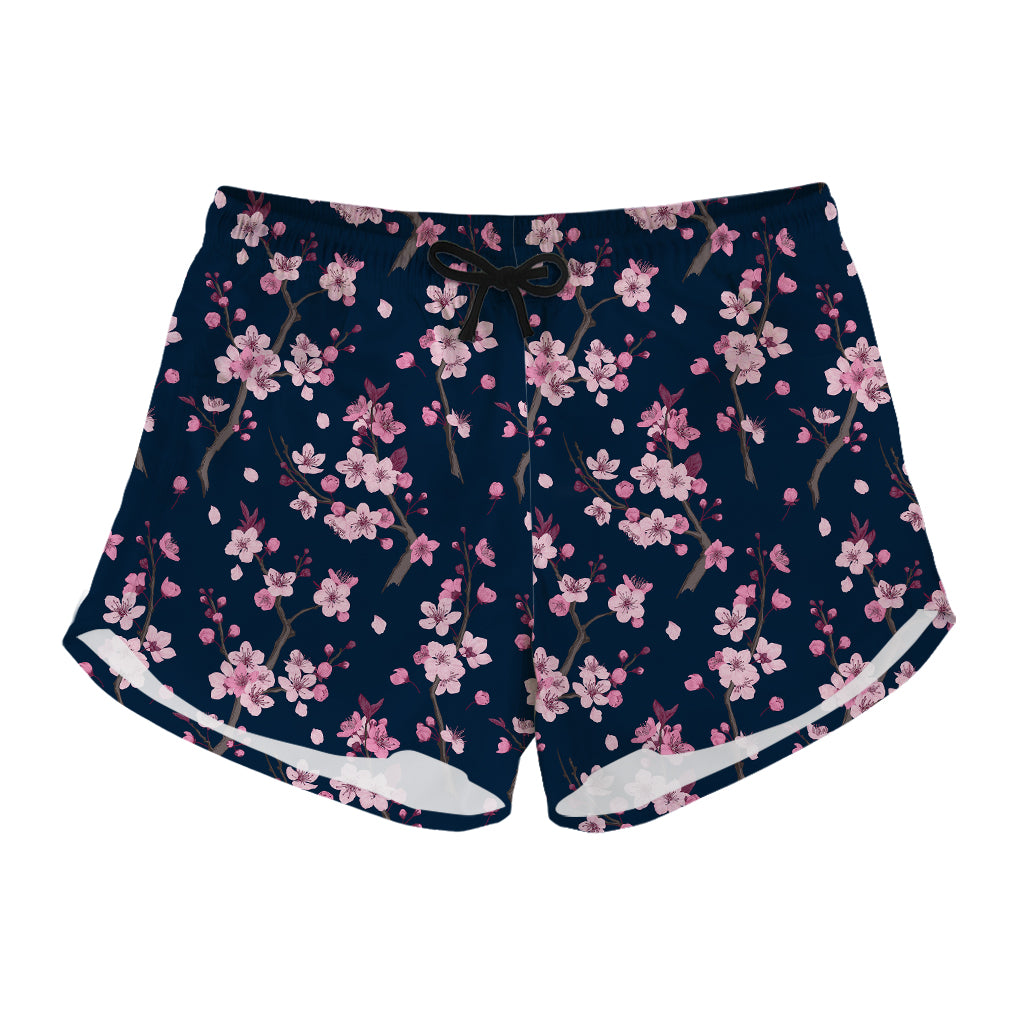 Pink Sakura Cherry Blossom Pattern Print Women's Shorts