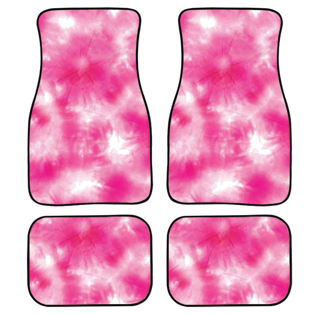 Pink Shibori Tie Dye Print Front and Back Car Floor Mats