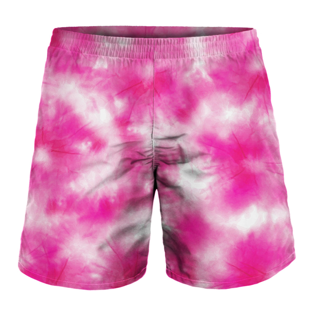 Pink Shibori Tie Dye Print Men's Shorts