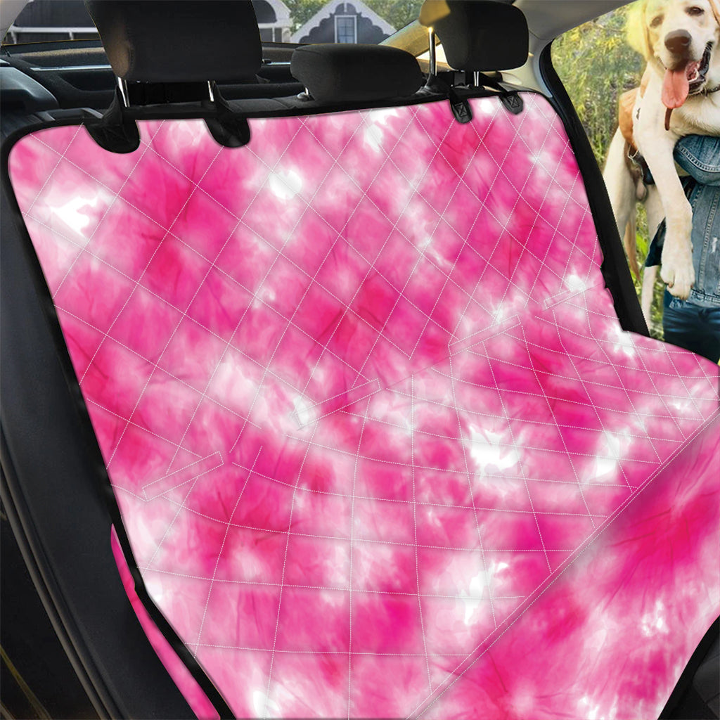 Pink Shibori Tie Dye Print Pet Car Back Seat Cover