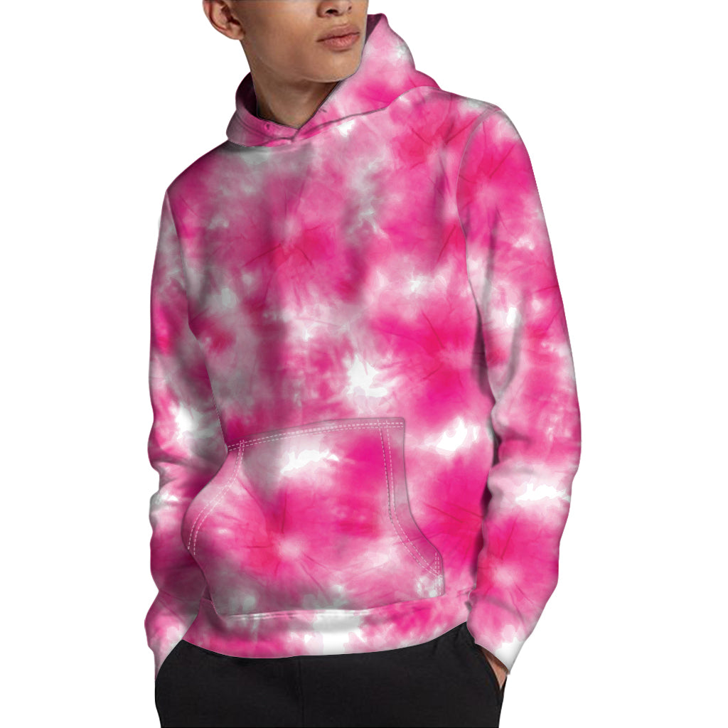 Pink Shibori Tie Dye Print Pullover Hoodie