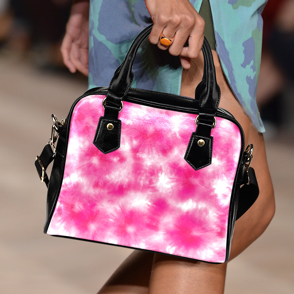 Pink Shibori Tie Dye Print Shoulder Handbag