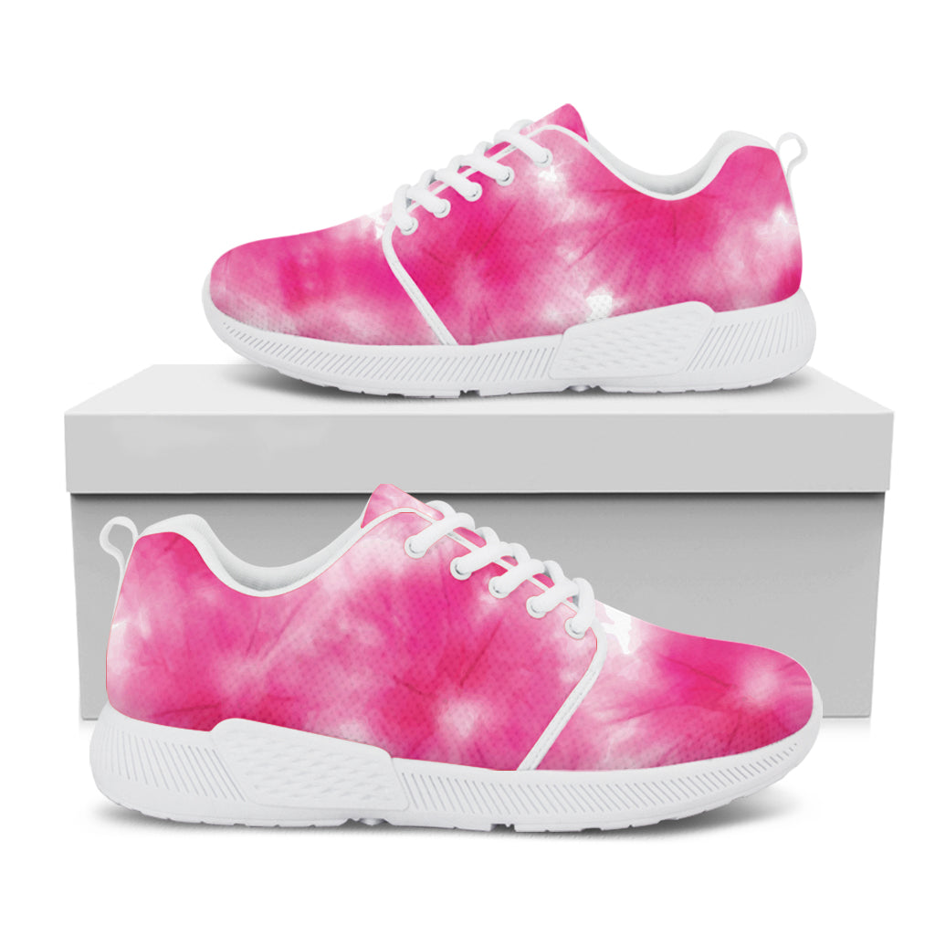 Pink Shibori Tie Dye Print White Athletic Shoes