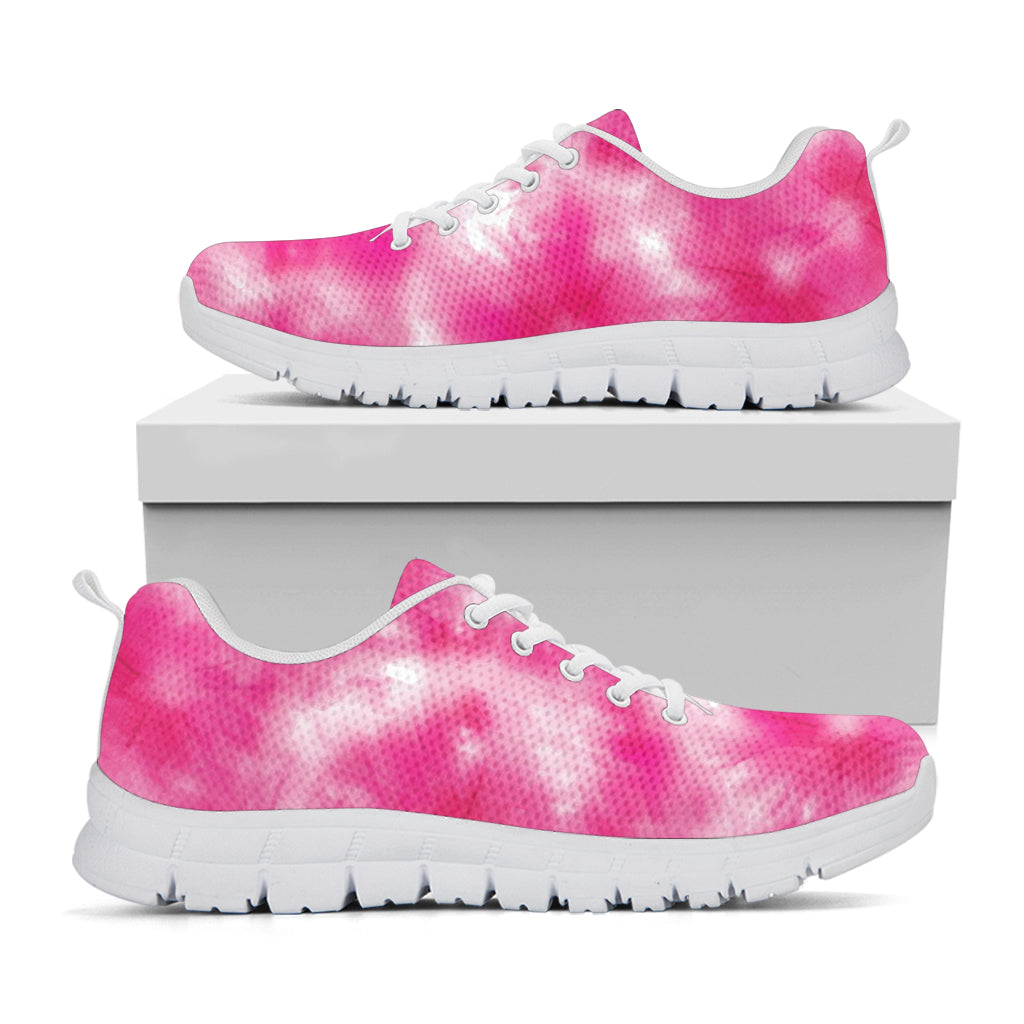 Pink Shibori Tie Dye Print White Sneakers