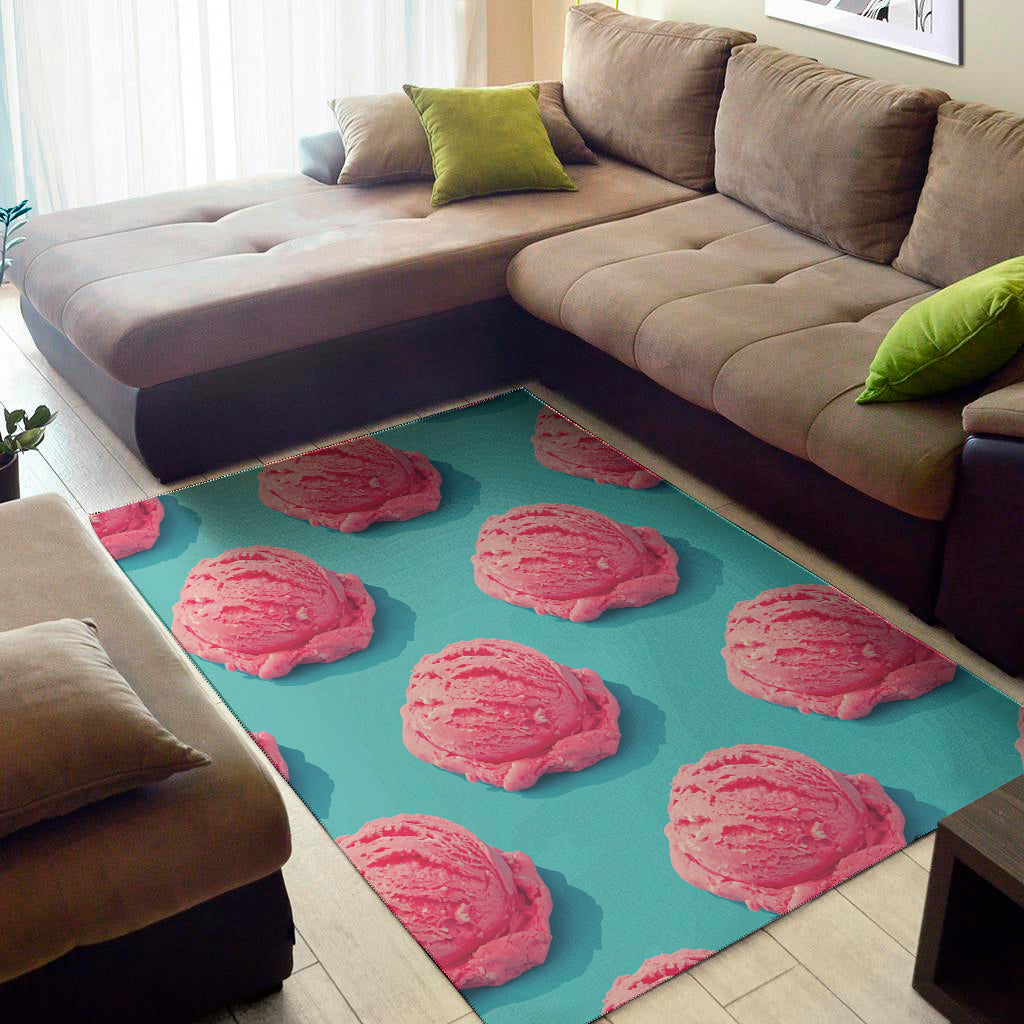 Pink Strawberry Ice Cream Print Area Rug