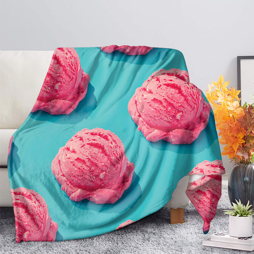 Pink Strawberry Ice Cream Print Blanket