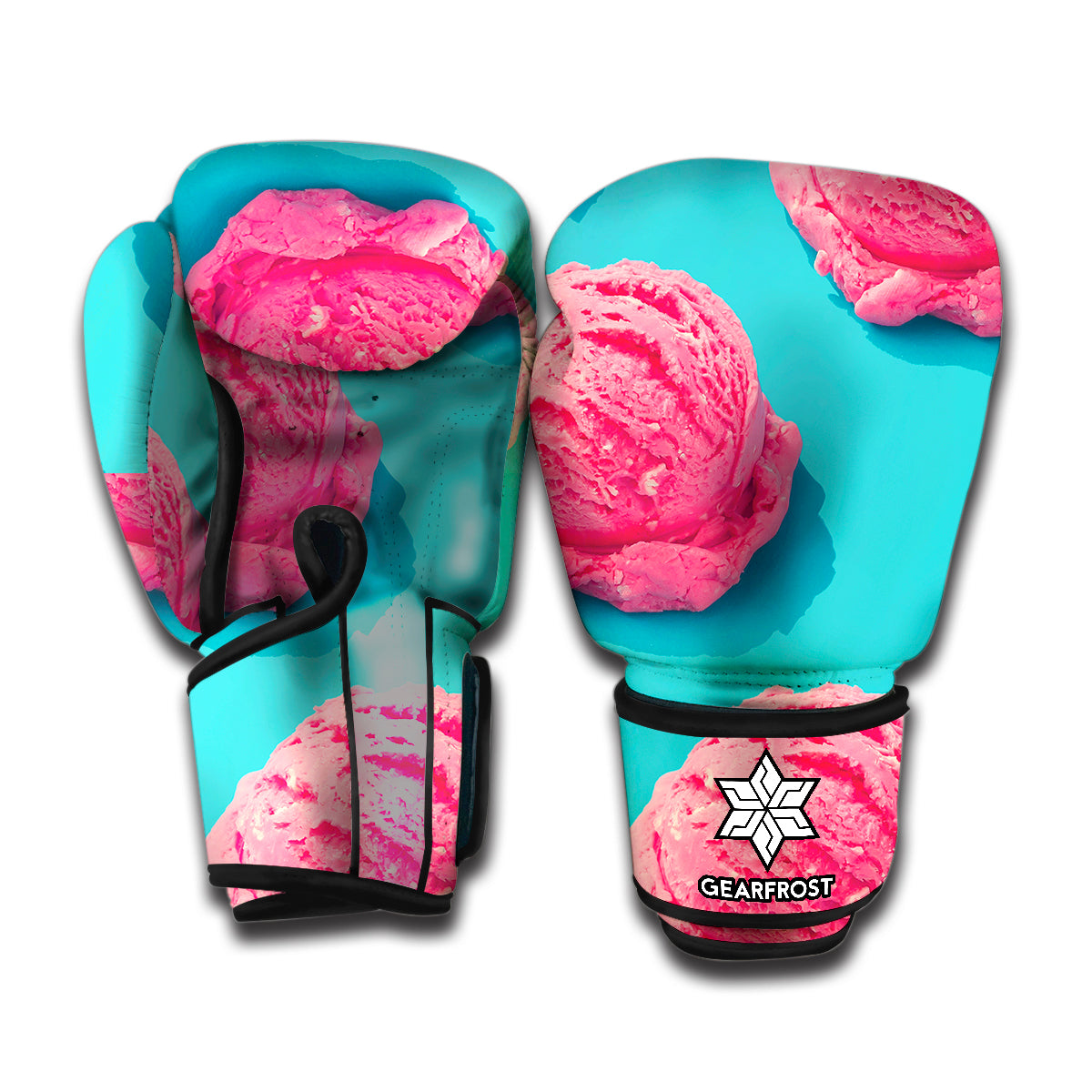 Pink Strawberry Ice Cream Print Boxing Gloves