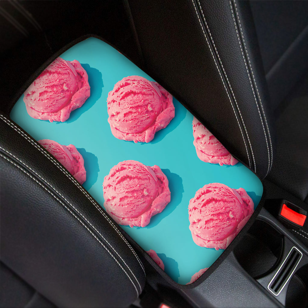 Pink Strawberry Ice Cream Print Car Center Console Cover