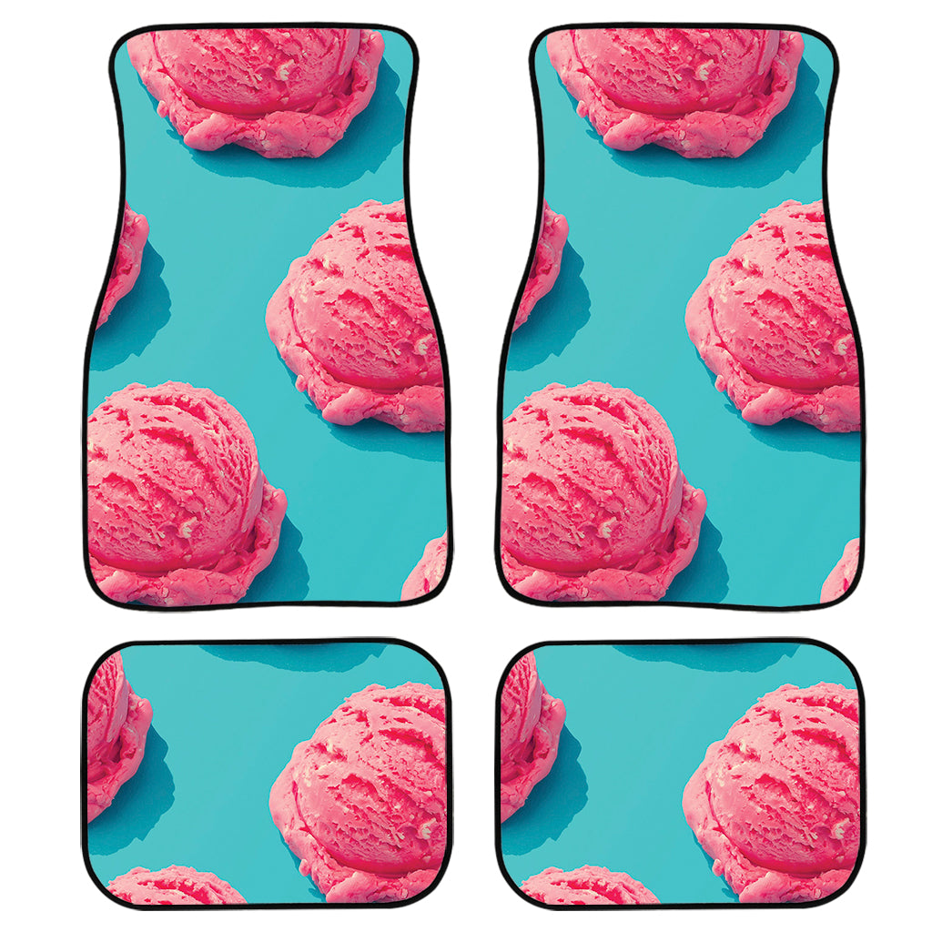 Pink Strawberry Ice Cream Print Front and Back Car Floor Mats