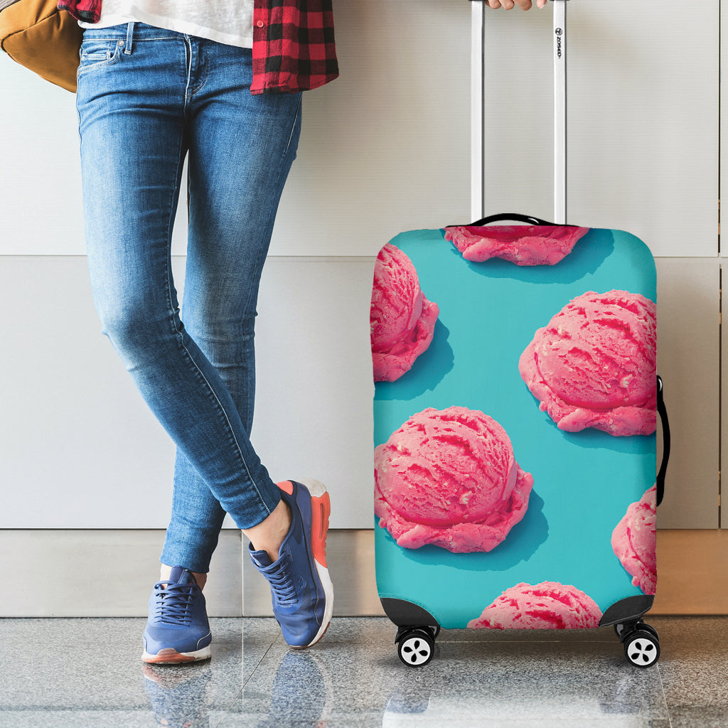 Pink Strawberry Ice Cream Print Luggage Cover