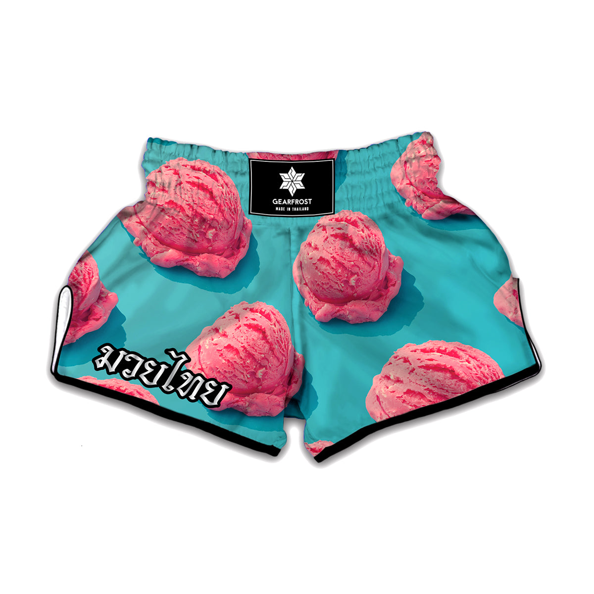 Pink Strawberry Ice Cream Print Muay Thai Boxing Shorts