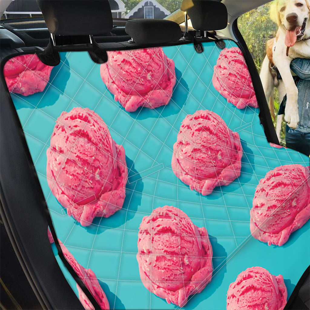 Pink Strawberry Ice Cream Print Pet Car Back Seat Cover