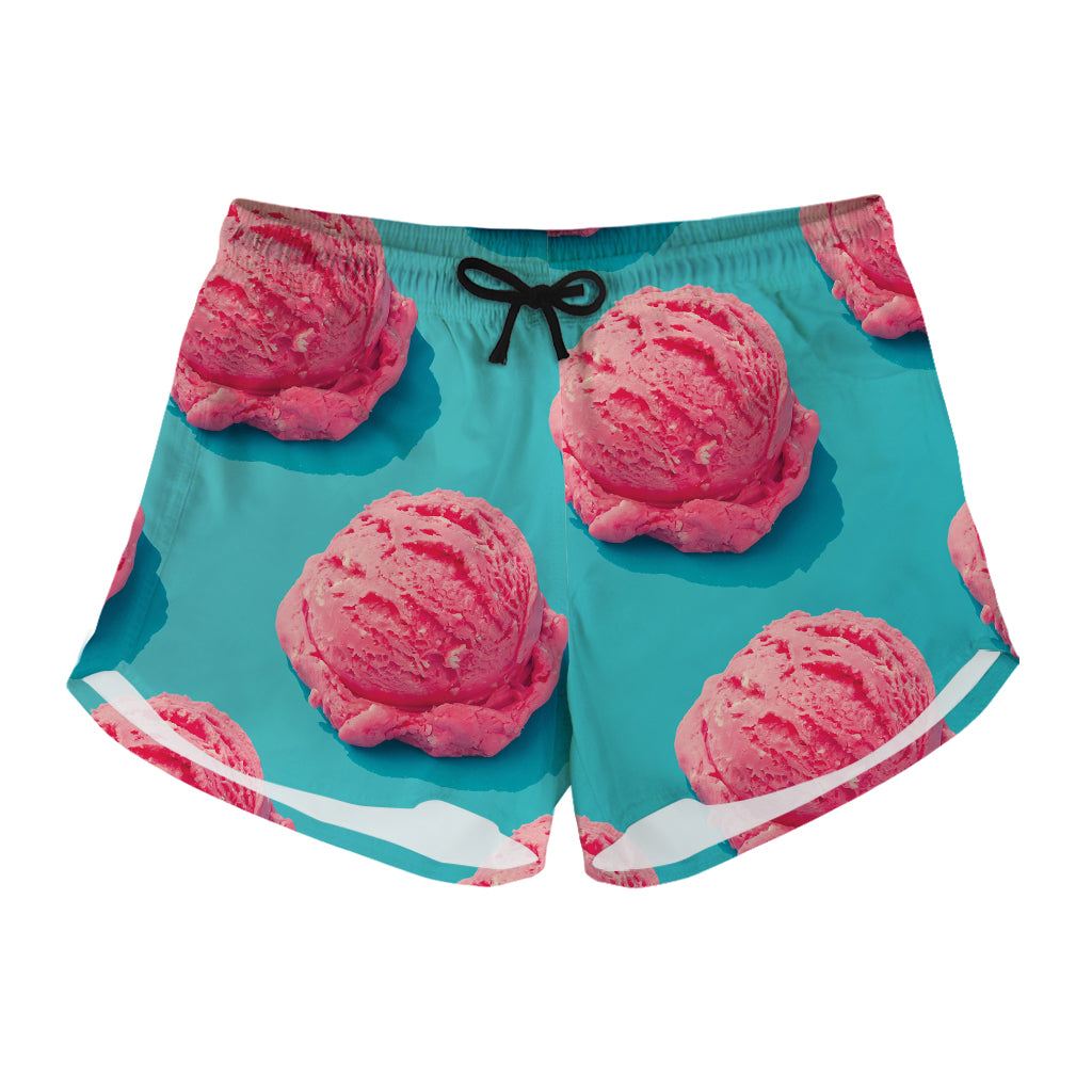 Pink Strawberry Ice Cream Print Women's Shorts