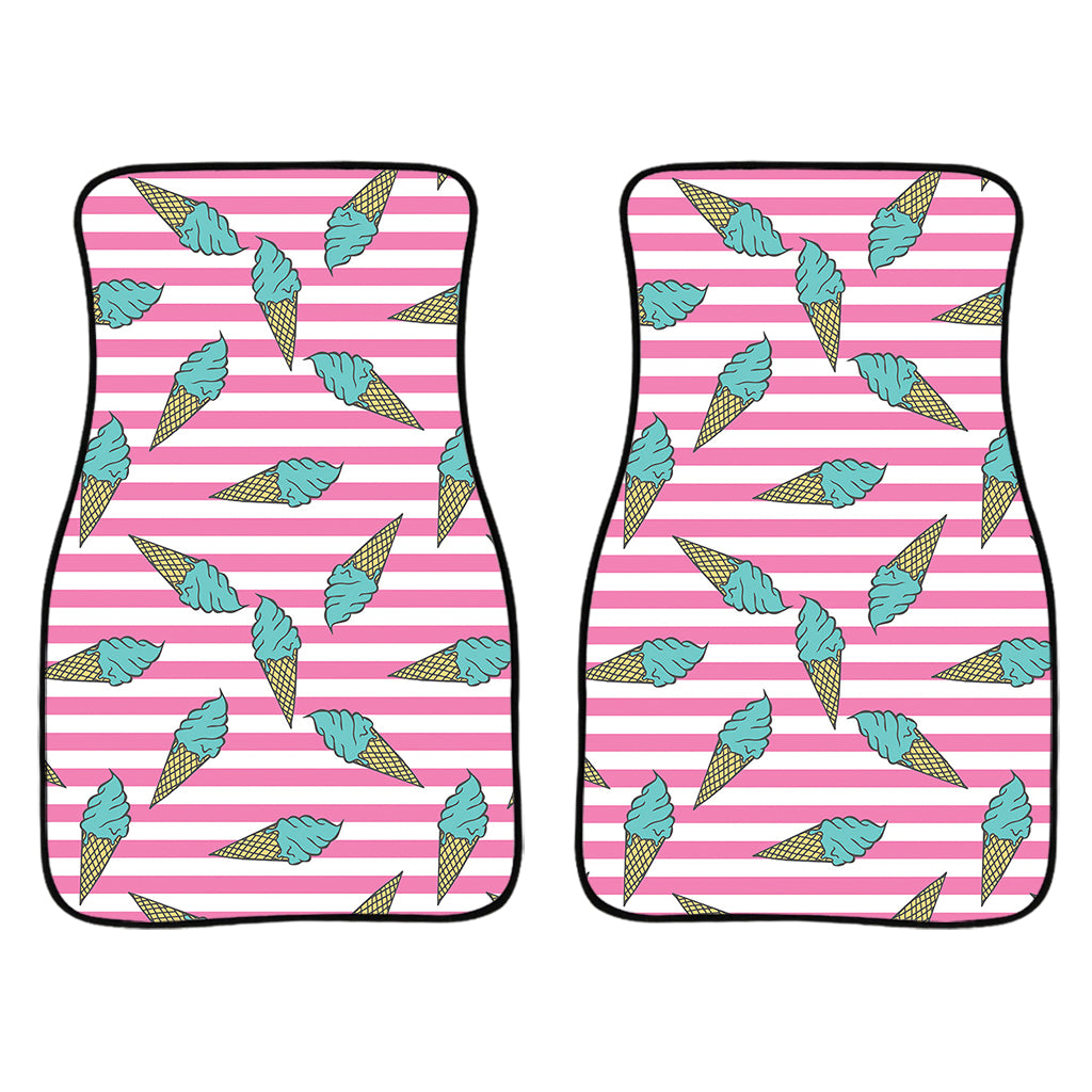 Pink Striped Ice Cream Pattern Print Front Car Floor Mats